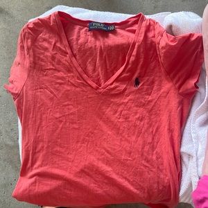 Coral Ralph Lauren tee. Gently used (worn once or twice)
